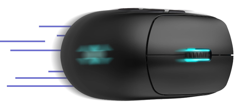 Mouse Gamer Wireless Rogue com desfoque simulando velocidade