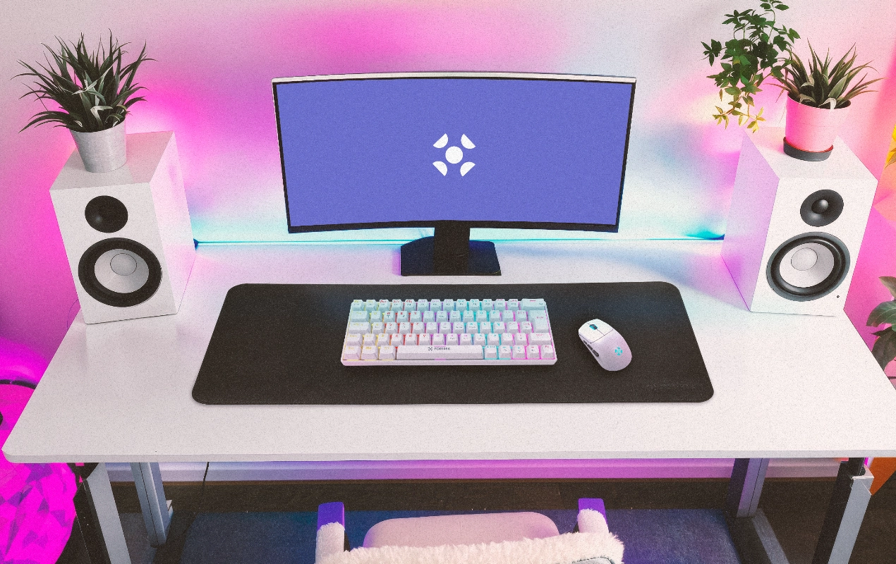 Imagem de um setup com mouse Rogue