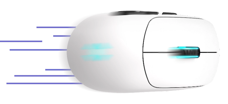 Mouse Gamer Wireless Rogue com desfoque simulando velocidade