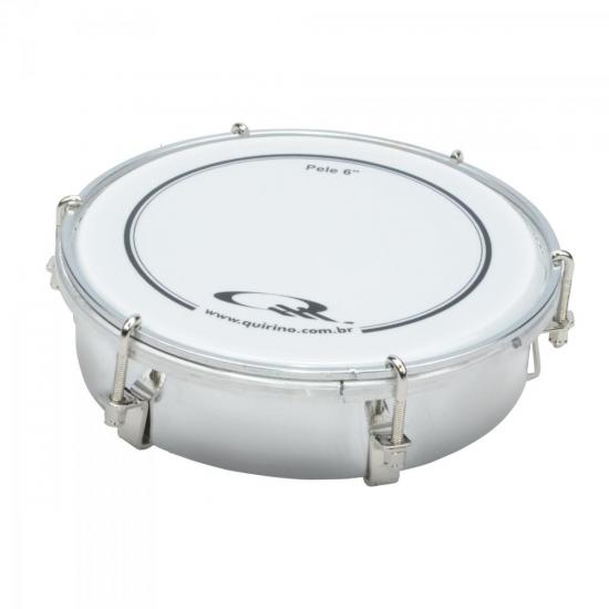 Tamborim de 6\" Espelhado de Metal Cromado QUIRINO por 0,00 à vista no boleto/pix ou parcele em até 1x sem juros. Compre na loja Mundomax!