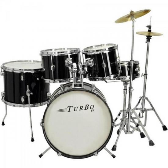 Bateria Infantil com Baquetas e Pedal de Bumbo 4322 Preta TURBO por 0,00 à vista no boleto/pix ou parcele em até 1x sem juros. Compre na loja Mundomax!