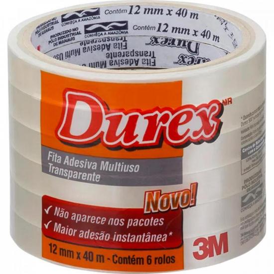 Fita Durex Polipropileno 12mm x 40m 3M (embalagem c/ 6 uni.) por 14,90 à vista no boleto/pix ou parcele em até 1x sem juros. Compre na loja Mundomax!