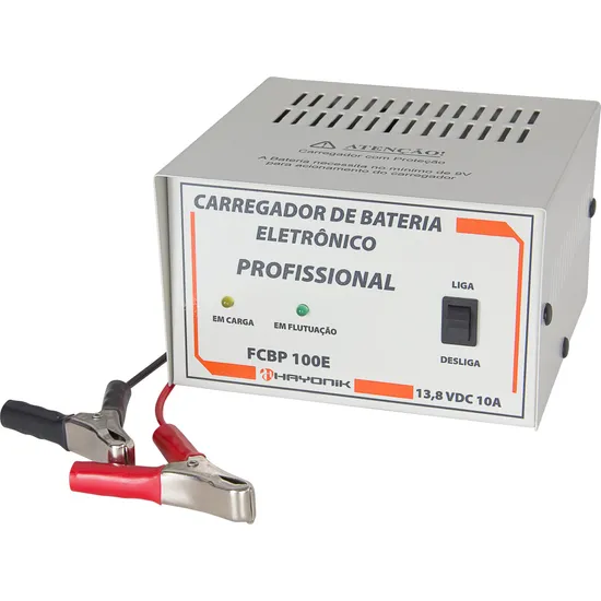 Carregador de Bateria FCBP100E 13,8V 10A c/Flutuação HAYONIK por 0,00 à vista no boleto/pix ou parcele em até 1x sem juros. Compre na loja Mundomax!