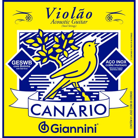 Encordoamento Para Violão em Aço .011 Série Canário Giannini GESWB (15090)