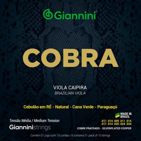 Encordoamento Para Viola Aço Média Série Cobra Giannini GESVM (15101)