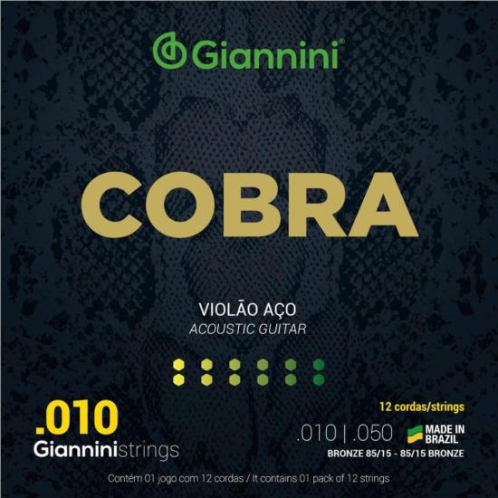 Encordoamento Para Violão 12 Cordas Aço .010 Série Cobra Giannini (15105)