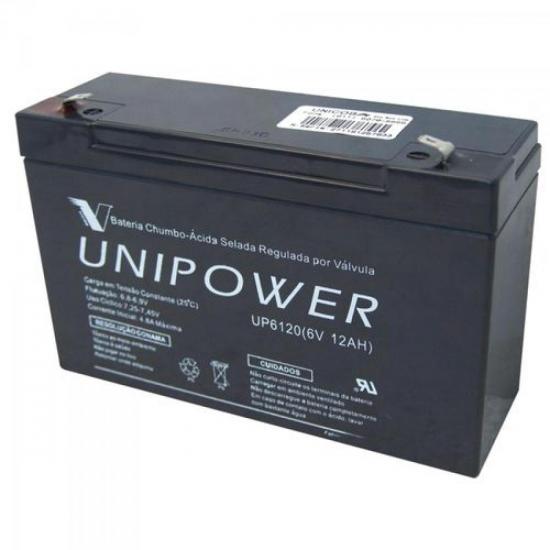 Bateria Selada UP6120 6V/12A UNIPOWER por 0,00 à vista no boleto/pix ou parcele em até 1x sem juros. Compre na loja Mundomax!