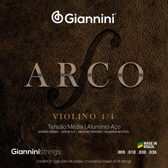 Encordoamento Para Violino Médio Série Arco Giannini GEAVVA por 33,99 à vista no boleto/pix ou parcele em até 1x sem juros. Compre na loja Mundomax!