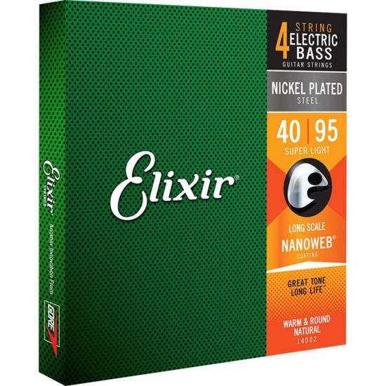 Encordoamento p/ baixo 4 Cordas .040 NANOWEB 14002 Super Light ELIXIR (23073)