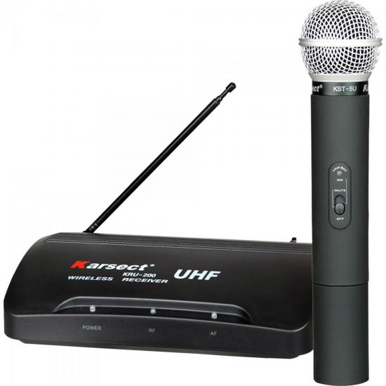Microfone de Mão Sem Fio KRU-200 Preto KARSECT (23096)