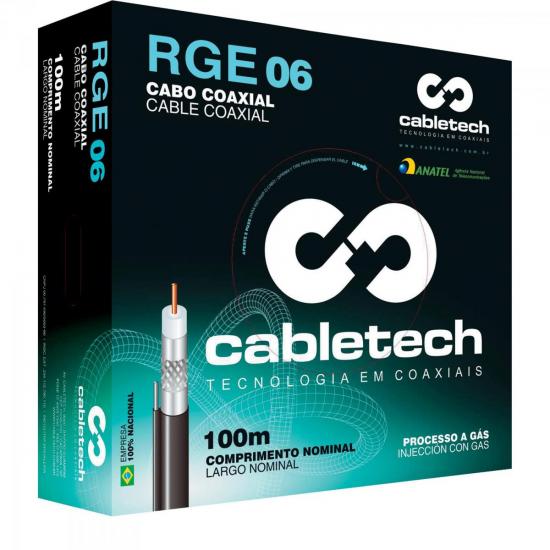 Cabo Coaxial RGE 06 60% BR RL CABLETECH por 0,00 à vista no boleto/pix ou parcele em até 1x sem juros. Compre na loja Mundomax!