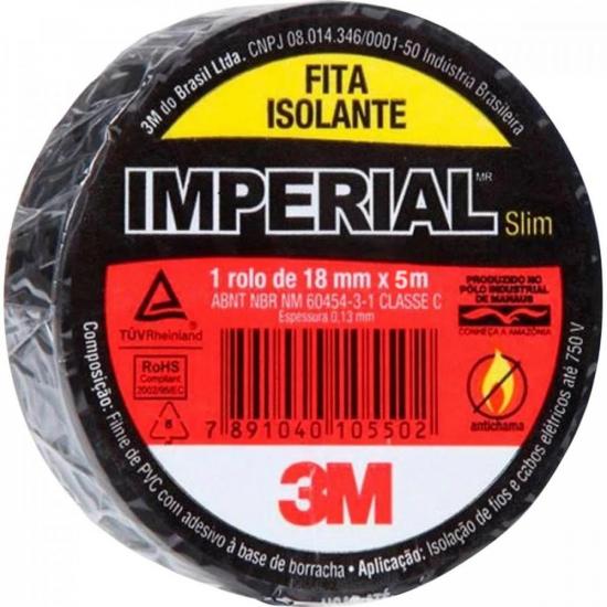 Fita Isolante 18mmx5m Imperial Slim Preta 3M (embalagem com 10 uni.) por 35,00 à vista no boleto/pix ou parcele em até 1x sem juros. Compre na loja Mundomax!