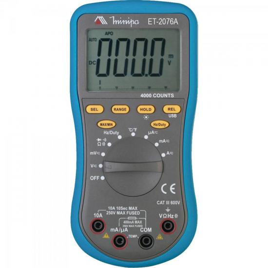 Multímetro Digital ET-2076A MINIPA por 0,00 à vista no boleto/pix ou parcele em até 1x sem juros. Compre na loja Mundomax!