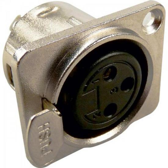 Conector XLR Fêmea Embutir com Trava EMB0 HYX por 0,00 à vista no boleto/pix ou parcele em até 1x sem juros. Compre na loja Mundomax!