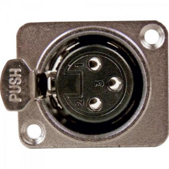 Conector XLR Fêmea Embutir com Trava EMB0 HYX por 0,00 à vista no boleto/pix ou parcele em até 1x sem juros. Compre na loja Mundomax!