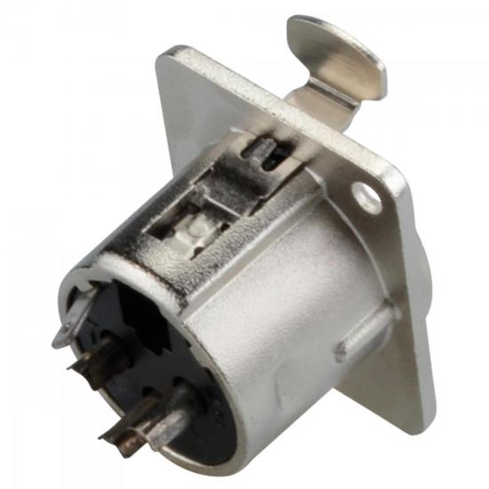 Conector XLR Fêmea Embutir com Trava EMB0 HYX por 0,00 à vista no boleto/pix ou parcele em até 1x sem juros. Compre na loja Mundomax!