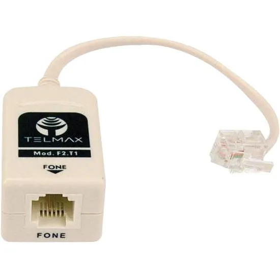 Filtro Modem ADSL 1 SAIDA F2T1 TELMAX por 0,00 à vista no boleto/pix ou parcele em até 1x sem juros. Compre na loja Mundomax!