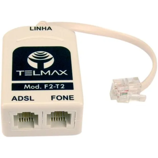Filtro Modem ADSL 2 SAIDA F2T2 TELMAX por 0,00 à vista no boleto/pix ou parcele em até 1x sem juros. Compre na loja Mundomax!
