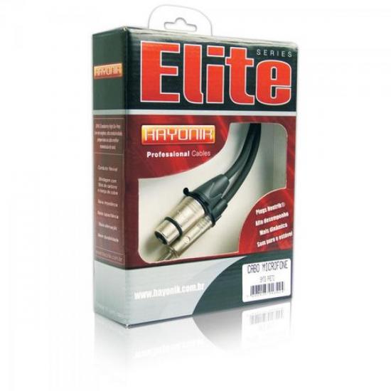 Cabo Microfone Elite XLR(M) x XLR(F) 5 Metros Preto HAYONIK por 0,00 à vista no boleto/pix ou parcele em até 1x sem juros. Compre na loja Mundomax!