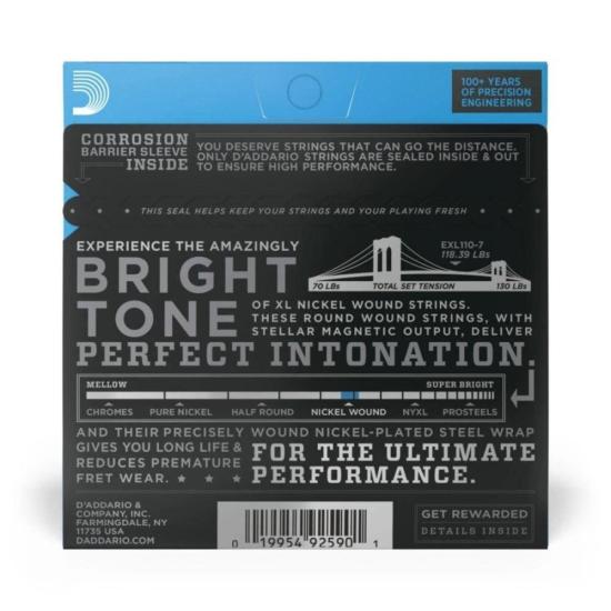 Encordoamento Guitarra 7 Cordas .010-.059 XL Nickel EXL110-7 D\