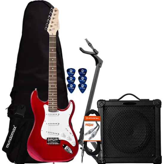 Kit Guitarra GIANNINI G-100 Vermelha + Cubo + Acessórios por 1.477,00 à vista no boleto/pix ou parcele em até 12x sem juros. Compre na loja Mundomax!
