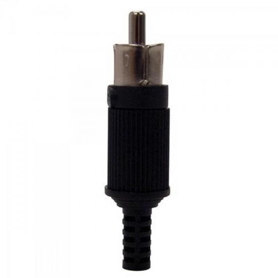 Plug RCA Macho com Rabicho Preto EMETAL por 0,00 à vista no boleto/pix ou parcele em até 1x sem juros. Compre na loja Mundomax!