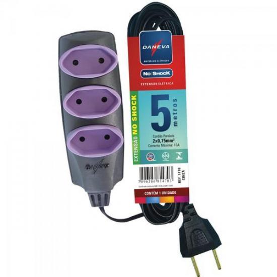 Extensão Tripla PL 2 x 0,75mm 5 Metros No Shock DANEVA por 0,00 à vista no boleto/pix ou parcele em até 1x sem juros. Compre na loja Mundomax!