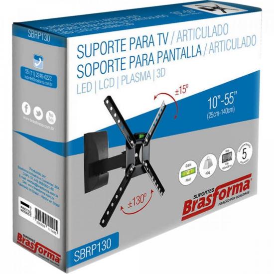 Suporte Para TV Móvel 10\"-55\" SBRP130 Brasforma por 77,00 à vista no boleto/pix ou parcele em até 3x sem juros. Compre na loja Mundomax!