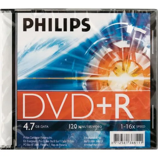 Mídia DVD+R 16x 4,7GB 120min Slim Case PHILIPS (32267)
