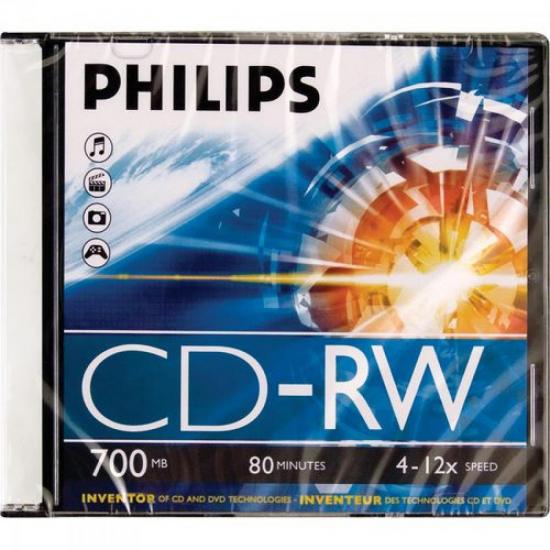 Mídia CD-RW 12x 700MB 80min Slim Case PHILIPS por 0,00 à vista no boleto/pix ou parcele em até 1x sem juros. Compre na loja Mundomax!