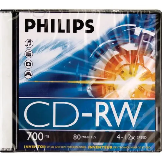 Mídia CD-RW 12x 700MB 80min Slim Case PHILIPS (32283)