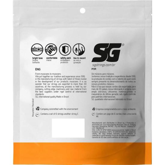 Encordoamento para Violão SG em Aço .010 Light Bronze 85/15 por 25,00 à vista no boleto/pix ou parcele em até 1x sem juros. Compre na loja Mundomax!