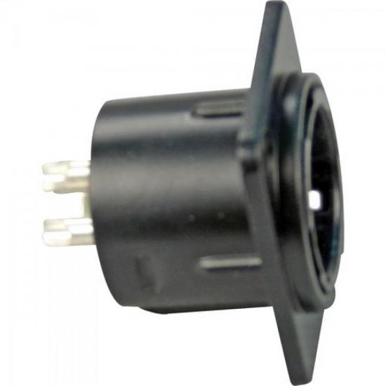 Conector XLR Macho Ferro Trava de Embutir CA216 Preto HYX por 0,00 à vista no boleto/pix ou parcele em até 1x sem juros. Compre na loja Mundomax!