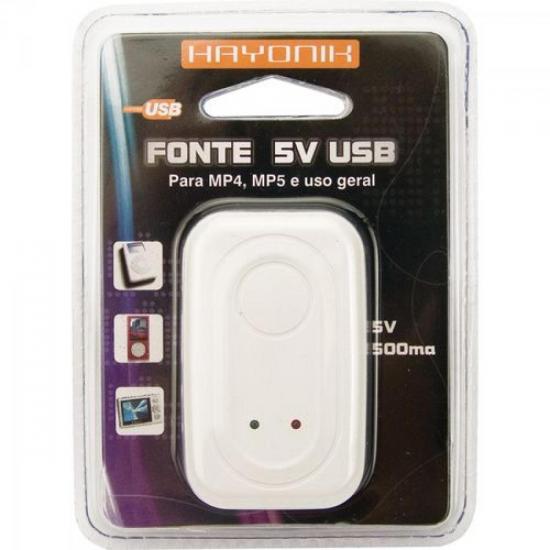 Fonte USB para MP3/MP4/MP5 5V 500mA Branca HAYONIK por 0,00 à vista no boleto/pix ou parcele em até 1x sem juros. Compre na loja Mundomax!