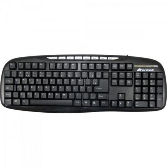 Teclado Multimídia MK-101BS USB Preto e Prata FORTREK por 0,00 à vista no boleto/pix ou parcele em até 1x sem juros. Compre na loja Mundomax!