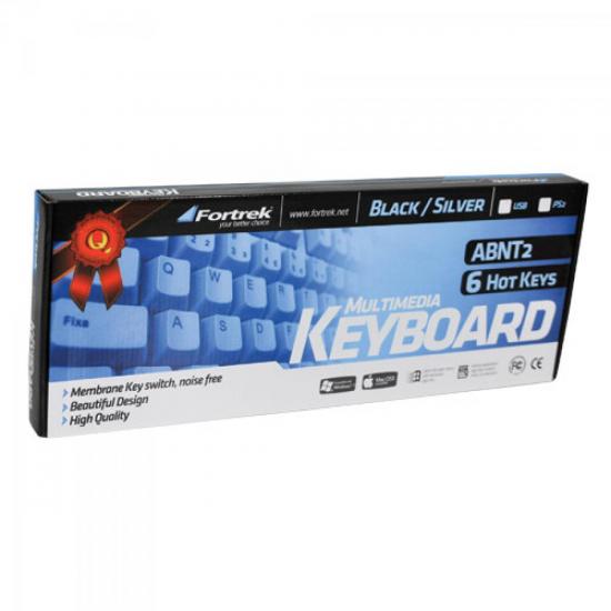 Teclado Multimídia MK-101BS USB Preto e Prata FORTREK por 0,00 à vista no boleto/pix ou parcele em até 1x sem juros. Compre na loja Mundomax!
