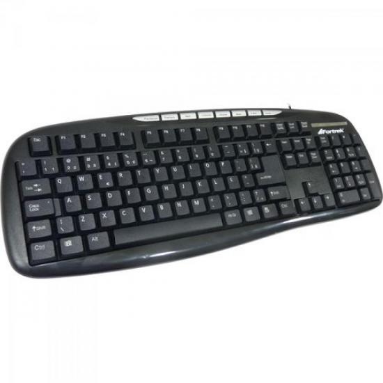 Teclado Multimídia MK-101BS USB Preto e Prata FORTREK por 0,00 à vista no boleto/pix ou parcele em até 1x sem juros. Compre na loja Mundomax!