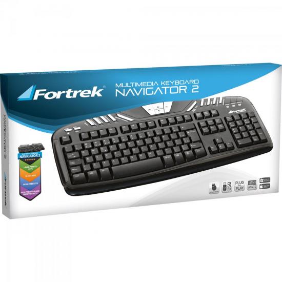 Teclado Multimídia USB ABNT2 MK-501BK Preto/Prata FORTREK por 0,00 à vista no boleto/pix ou parcele em até 1x sem juros. Compre na loja Mundomax!