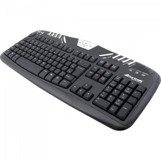 Teclado Multimídia USB ABNT2 MK-501BK Preto/Prata FORTREK por 0,00 à vista no boleto/pix ou parcele em até 1x sem juros. Compre na loja Mundomax!