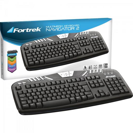 Teclado Multimídia USB ABNT2 MK-501BK Preto/Prata FORTREK por 0,00 à vista no boleto/pix ou parcele em até 1x sem juros. Compre na loja Mundomax!