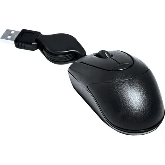 Mini Mouse com Cabo Retrátil USB 800dpi MO48 Preto MULTILASER (35311)