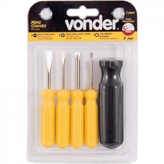 Jogo de Mini Chaves de Fenda/Phillips com 5 peças VONDER por 0,00 à vista no boleto/pix ou parcele em até 1x sem juros. Compre na loja Mundomax!