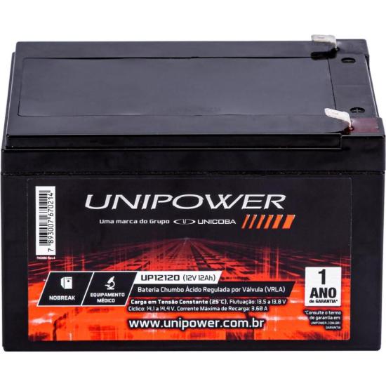 Bateria Estacionária Selada 12V 12Ah VRLA UP12120 Unipower por 219,00 à vista no boleto/pix ou parcele em até 8x sem juros. Compre na loja Mundomax!