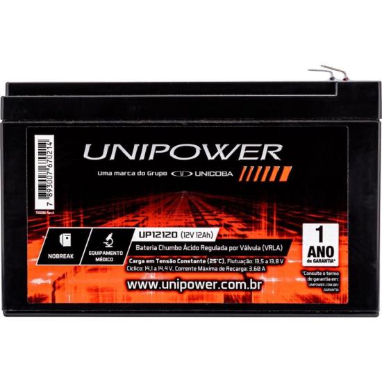 Bateria Estacionária Selada 12V 12Ah VRLA UP12120 Unipower por 219,00 à vista no boleto/pix ou parcele em até 8x sem juros. Compre na loja Mundomax!