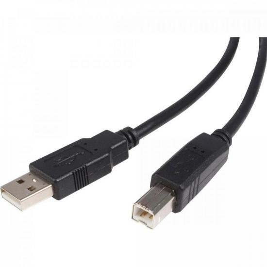 Cabo USB Macho + B Macho 1,8 Metros 2.0A Preto Plus Cable (35529)