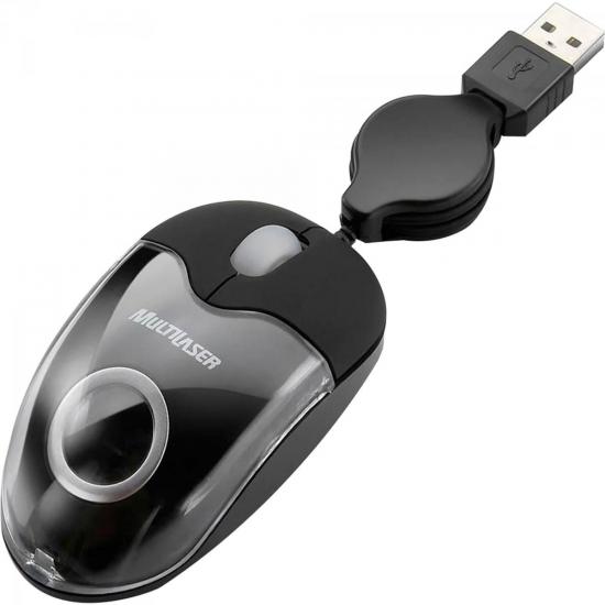 Mini Mouse com Cabo Retrátil USB 800DPI MO045 Preto MULTILASER por 0,00 à vista no boleto/pix ou parcele em até 1x sem juros. Compre na loja Mundomax!