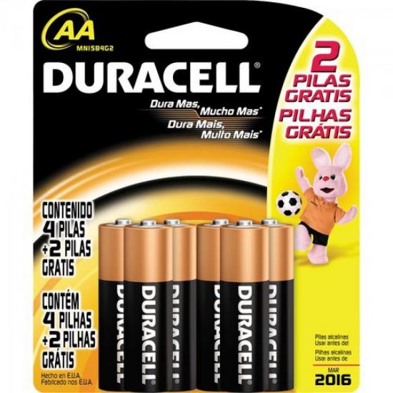 Pilha AA MNI584G2 Leve 6 Pague 4 DURACELL por 0,00 à vista no boleto/pix ou parcele em até 1x sem juros. Compre na loja Mundomax!