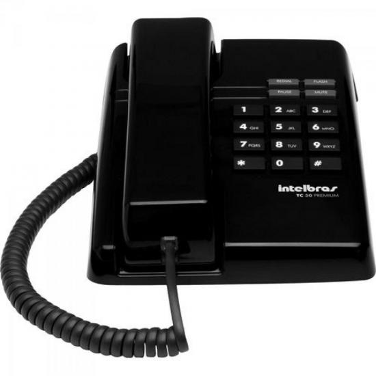 Telefone Com Fio Preto TC50 Premium INTELBRAS por 0,00 à vista no boleto/pix ou parcele em até 1x sem juros. Compre na loja Mundomax!
