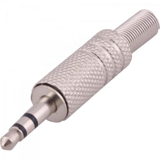 Plug P2 Stereo Metal Niquelado com Mola GENÉRICO por 0,00 à vista no boleto/pix ou parcele em até 1x sem juros. Compre na loja Mundomax!