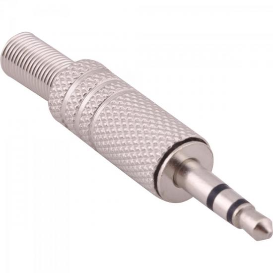 Plug P2 Stereo Metal Niquelado com Mola GENÉRICO por 0,00 à vista no boleto/pix ou parcele em até 1x sem juros. Compre na loja Mundomax!